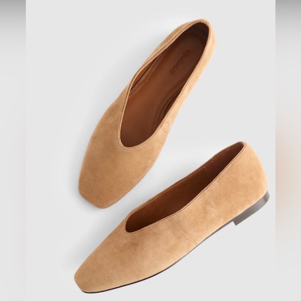 Madewell Camel Suede Slip-On Ballet Flats
